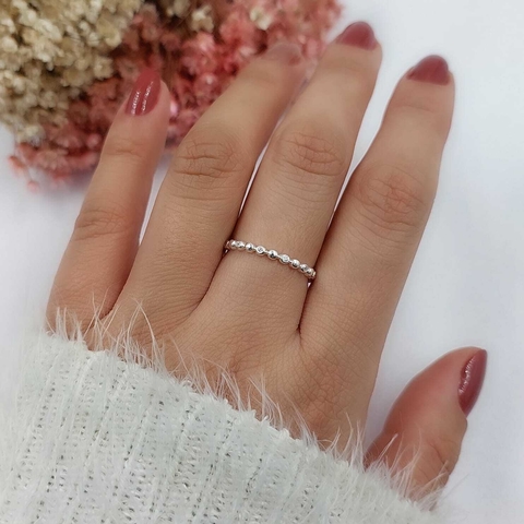 Anel de bolinhas com zirconia