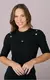 Blusa Daniela no Canelado Mangas 2/3 - Tatá Martelo-Preto - comprar online