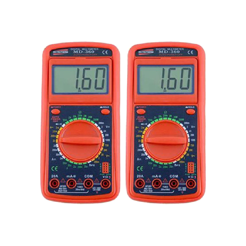 Kit 2 Multímetro Digital Tensão Corrente Resistência Capacitância Diodo Transistor Hfe Md-360 Portátil Instrutherm