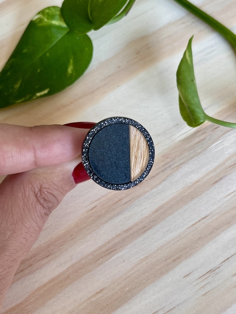 Anel Memórias I pu, preto e madeira