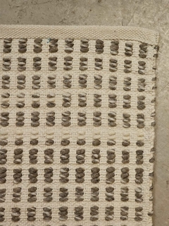 ALFOMBRA LANA Y ALGODÓN, BLANCA/GRIS 1,20 × 1,80