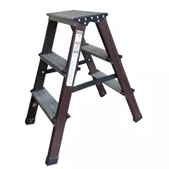 ESCALERA DOBLE LADO ALUM./S/MADERA 3PELDANOS-66CM