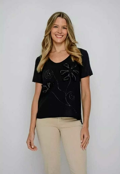 Remera TECA lino flor LM01-C5921 - Kapha.cordoba