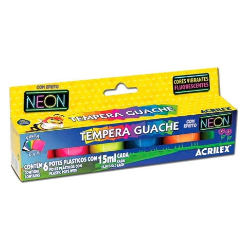 Tinta Guache 15ml 6 Cores Neon
