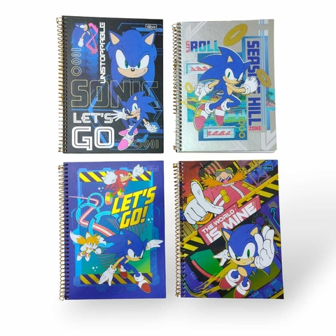 Caderno Capa Dura 1 Matéria 80 Folhas Sonic Licenciado
