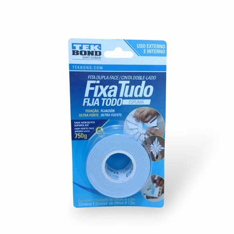 Fita Dupla Face Fixa Tudo Espuma 24mm x 1,5m Tek Bond 750g
