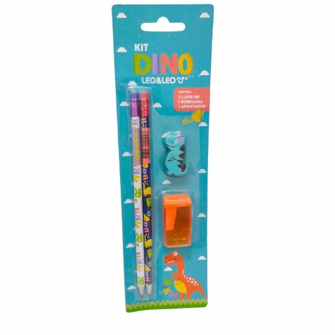 Kit Lápis Hb Dino Lápis/Apontador/Borracha