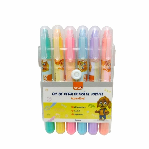 Giz De Cera Retrátil Com 6 Cores Pastel Brw- Aquarelável