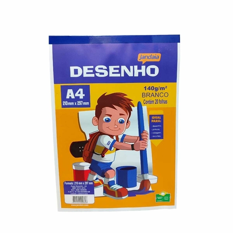 Bloco Escolar Desenho A4 140g com 20 Folhas da Jandaia
