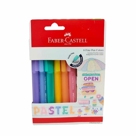 Caneta Faber Castell Fine Pen 6 Cores Pastel Ponta Fina 0.4mm