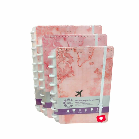 Caderno Inteligente By Go Case Mapa Mundi Rosa
