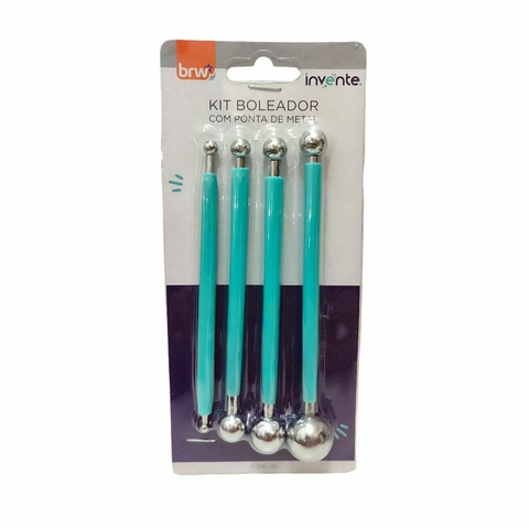 Kit 4 Boleadores Pontas Dupla Metal Biscuit Pasta Americana