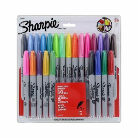 Kit 24 Marcadores Permanente 0,9mm Ponta Fina Sharpie