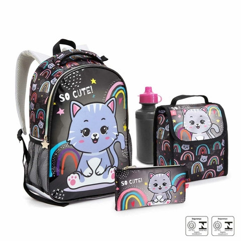 KIT MOCHILA ESCOLAR GATO ARCO-IRIS