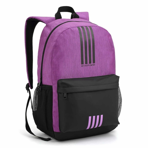 MOCHILA JUVENIL 18" ROSA COM LISTRAS