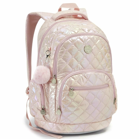 MOCHILA 19" MATELASSE HOLOGRAFICO ROSA