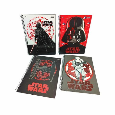Caderno Universitário Capa Dura Espiral 01 Matéria 80 Folhas Jandaia Star Wars