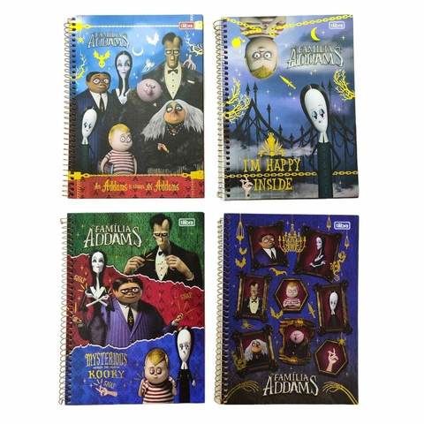 Caderno Universitário Família Addams TILIBRA Capa Dura Espiral - 1 Matéria 80 Folhas