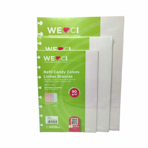 Refil Caderno Inteligente Candy Colors Linha Branca