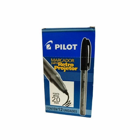 Caneta Retroprojetor Permanente Preta 2.0 Caixa C/12 Pilot