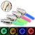 Conjuntos de válvulas de iluminação para bicicletas em várias cores (verde, rosa e azul) com uma imagem de instalação na parte superior.