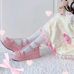 Sapato Plataforma Kwai Rosa Anime Lolita