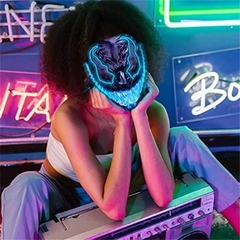 Halloween Mascara Led Neon Sorriso Cosplay Costume Fantasia - Sullysstore