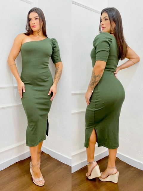 COD 0418 - VESTIDO MIDI MANGA NULA