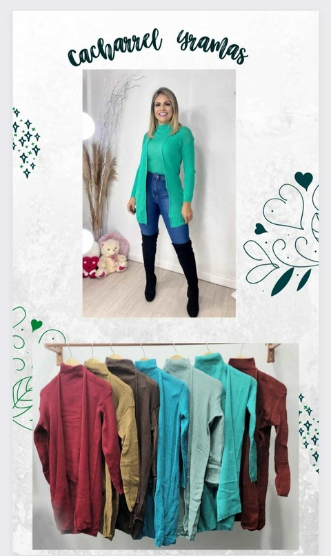 COD 0392 - CONJUNTO EM TRICOT - BLUSA + CARDIGÃ
