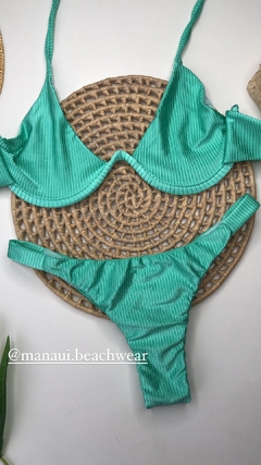 Conjunto Aro W Verde Água Canelado