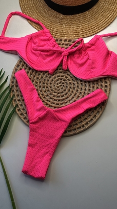Biquíni Meia Taça com laço Rosa Neon Doots - comprar online