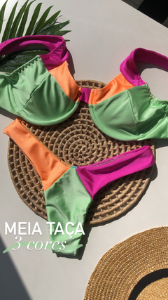 Biquíni Meia Taça 3 cores Verde Trilobol
