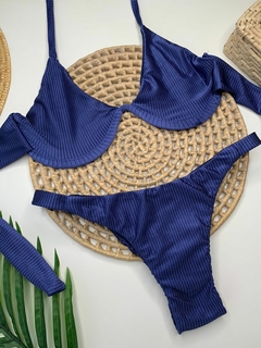 Conjunto Aro W Azul Marinho Canelado - comprar online