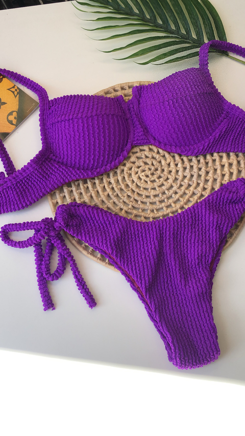 Biquíni Meia Taça Roxo com Calcinha Ajustável