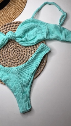 Conjunto Top Nó Verde Água Texturizado - comprar online
