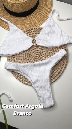 Conjunto Argola Branco Texturizado