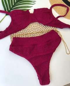 Conjunto Meia Taça Hot Pant Vinho Texturizado - tienda online