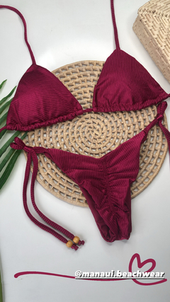 Conjunto Lacinho Empina Bumbum Vinho Canelado