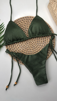 Conjunto Lacinho Empina Bumbum Verde Militar Canelado