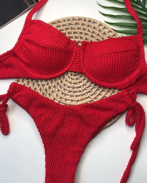 Biquíni Meia Taça Vermelho com Calcinha Ajustável