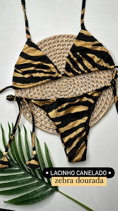 Conjunto Lacinho Zebra Dourado Canelado - comprar online
