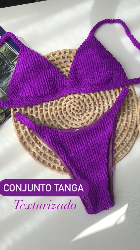 Biquíni Tanga Roxo Texturizado
