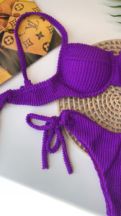 Biquíni Meia Taça Roxo com Calcinha Ajustável - comprar online