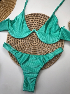 Conjunto Aro W Verde Água Canelado - comprar online