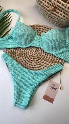 Biquíni Meia Taça Verde Água Texturizado - Manaui Beachwear