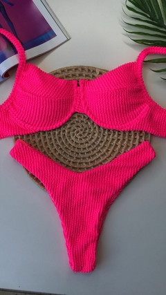 Imagen de Biquíni Meia Taça Rosa Neon Texturizado