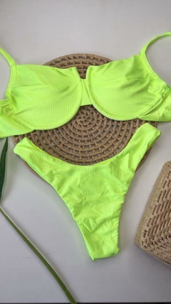 Biquíni Meia Taça Amarelo Neon Canelado - comprar online