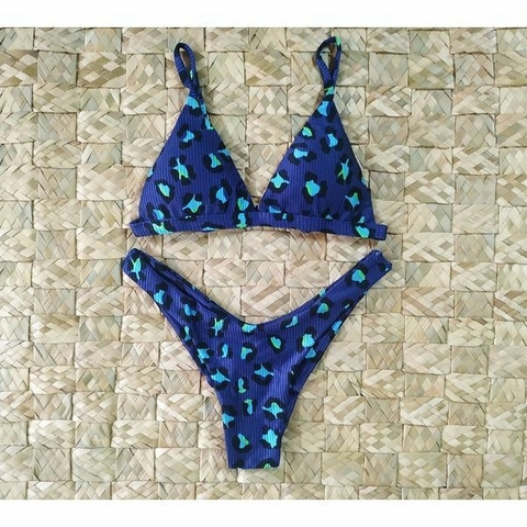 Conjunto Comfort Premium Onça Azul Marinho Canelado