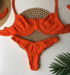 Biquíni Meia Taça Laranja Tangerina Texturizado en internet