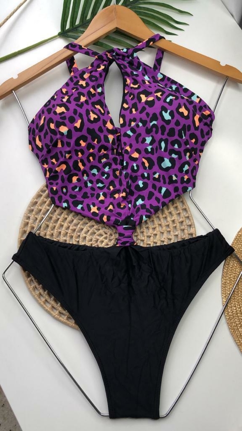 Maiô Frente Única Onça Roxo Liso